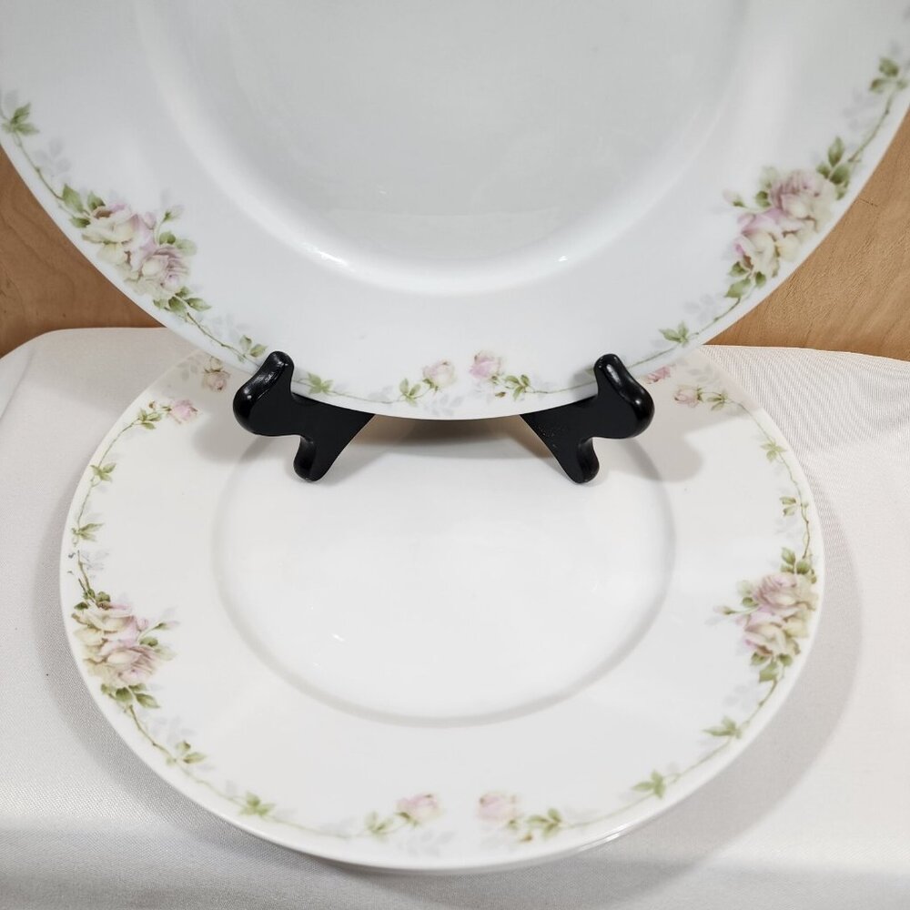 3 Rosenthal Pink Roses Dinner Plate 10" Donatello 1930s Bavaria antique vintage - Picture 8 of 10